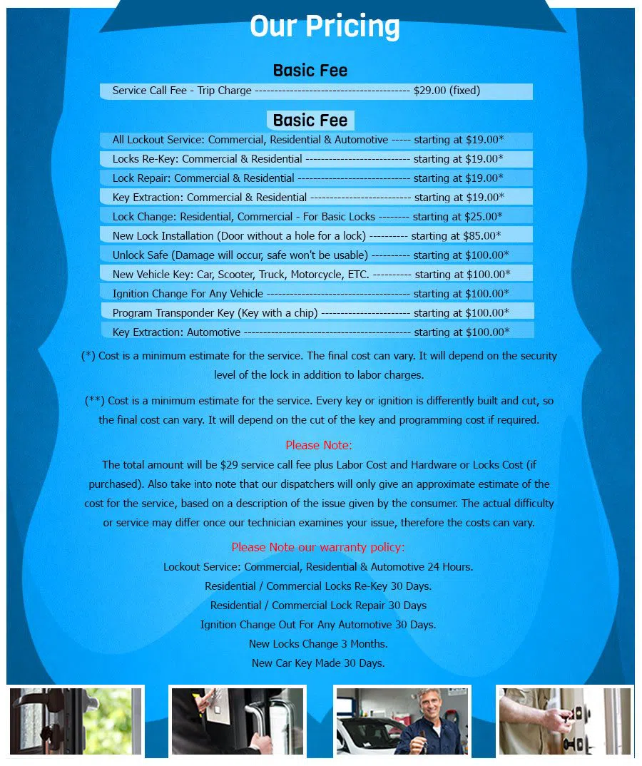 Fort Worth Galaxy Locksmith, Fort Worth, TX 972-810-6781 - Pricelist